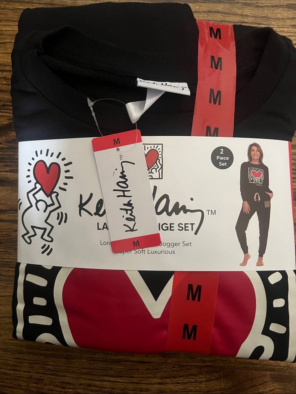 Keith Haring Black & Red Heart Lounge Jogger Set